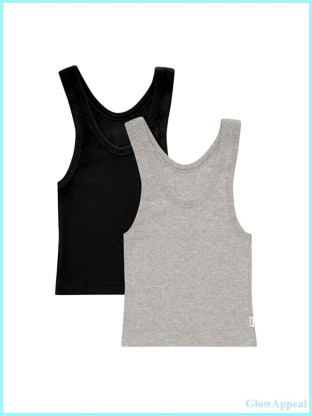 Hanes Originals Rib Crop Tank Top 2-Pack Cotton Stretch Sleeveless